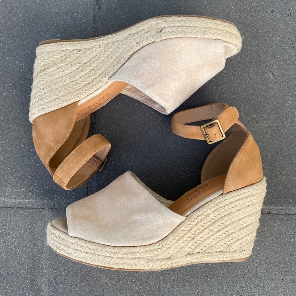 MATISSE espadrille wedges sandals chunky heels platform women’s tan 10 beige tan - Picture 4 of 9